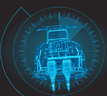 Illustration of Seakeeper Ride's vertically deployed rotary blades in action